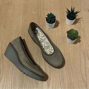 Fly London Yoko Perforated Leather Wedge Shoes